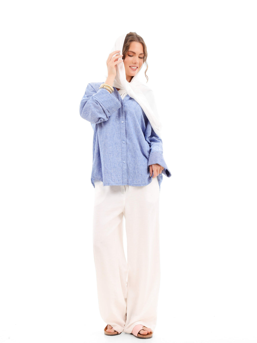 Oversized Linen Sequin Shirt