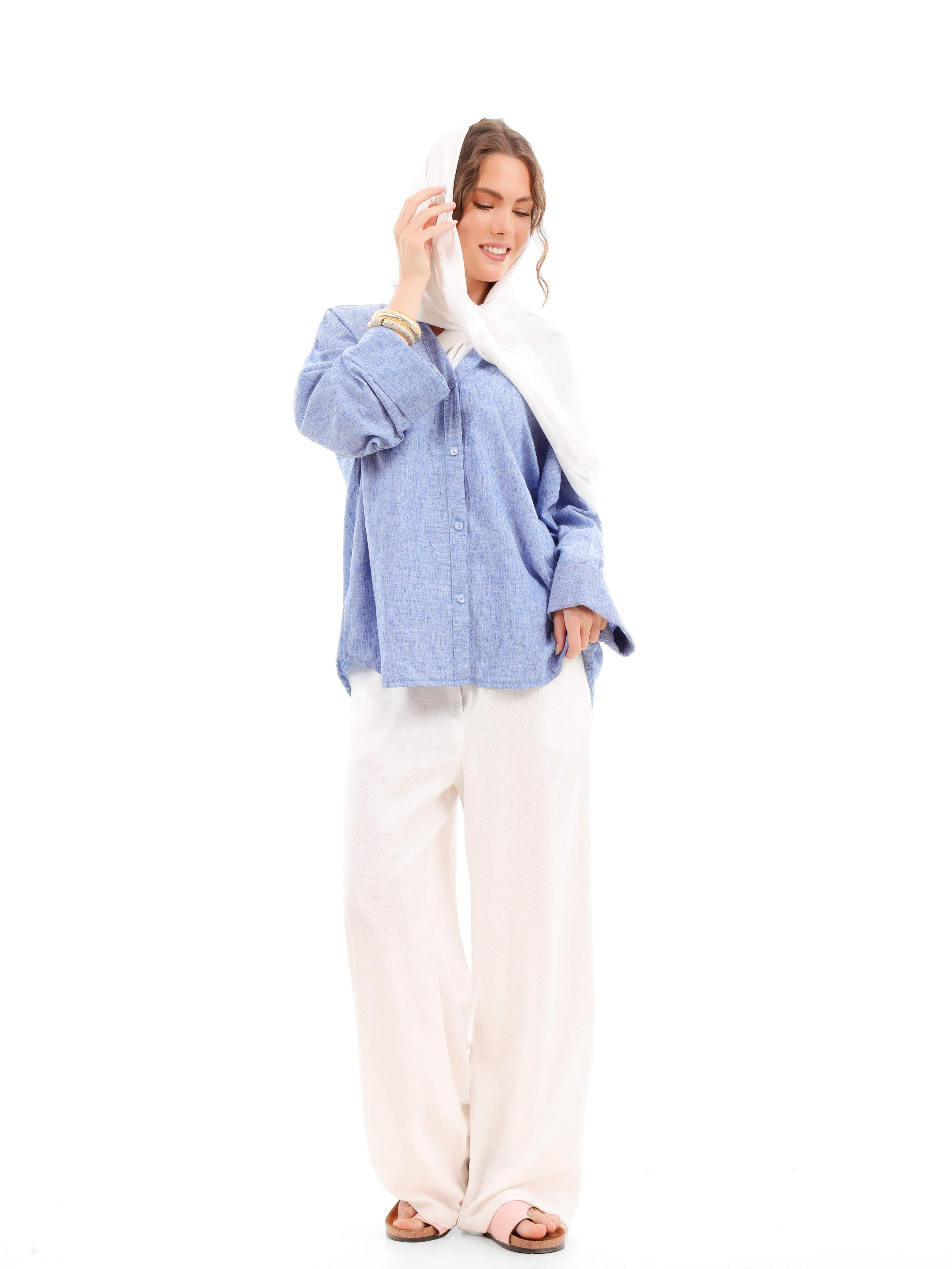 Oversized Linen Sequin Shirt