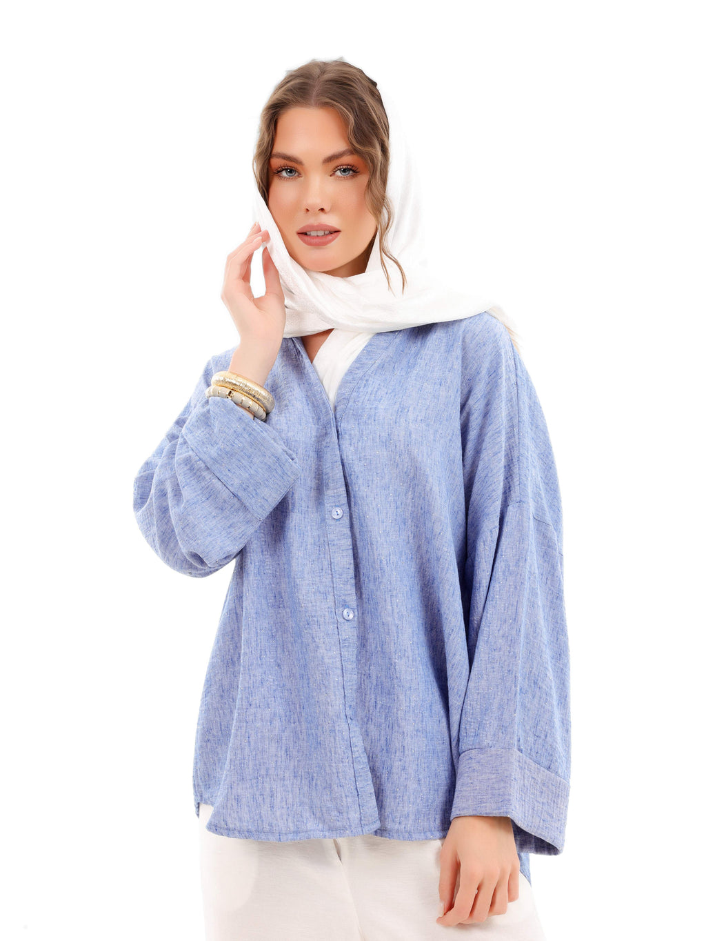 Oversized Linen Sequin Shirt