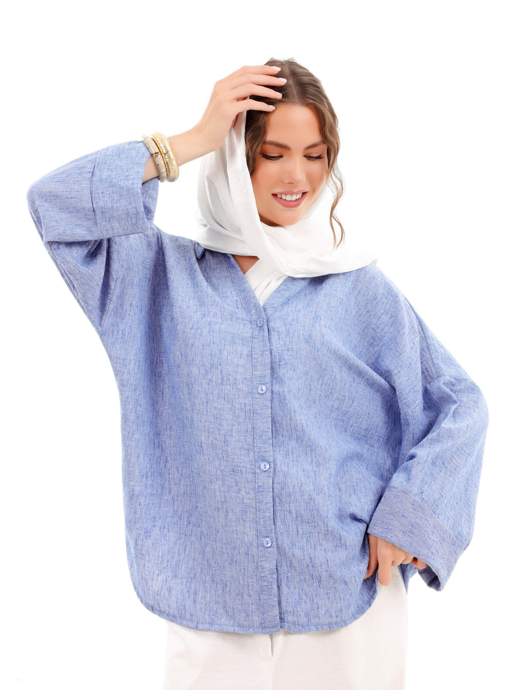Oversized Linen Sequin Shirt