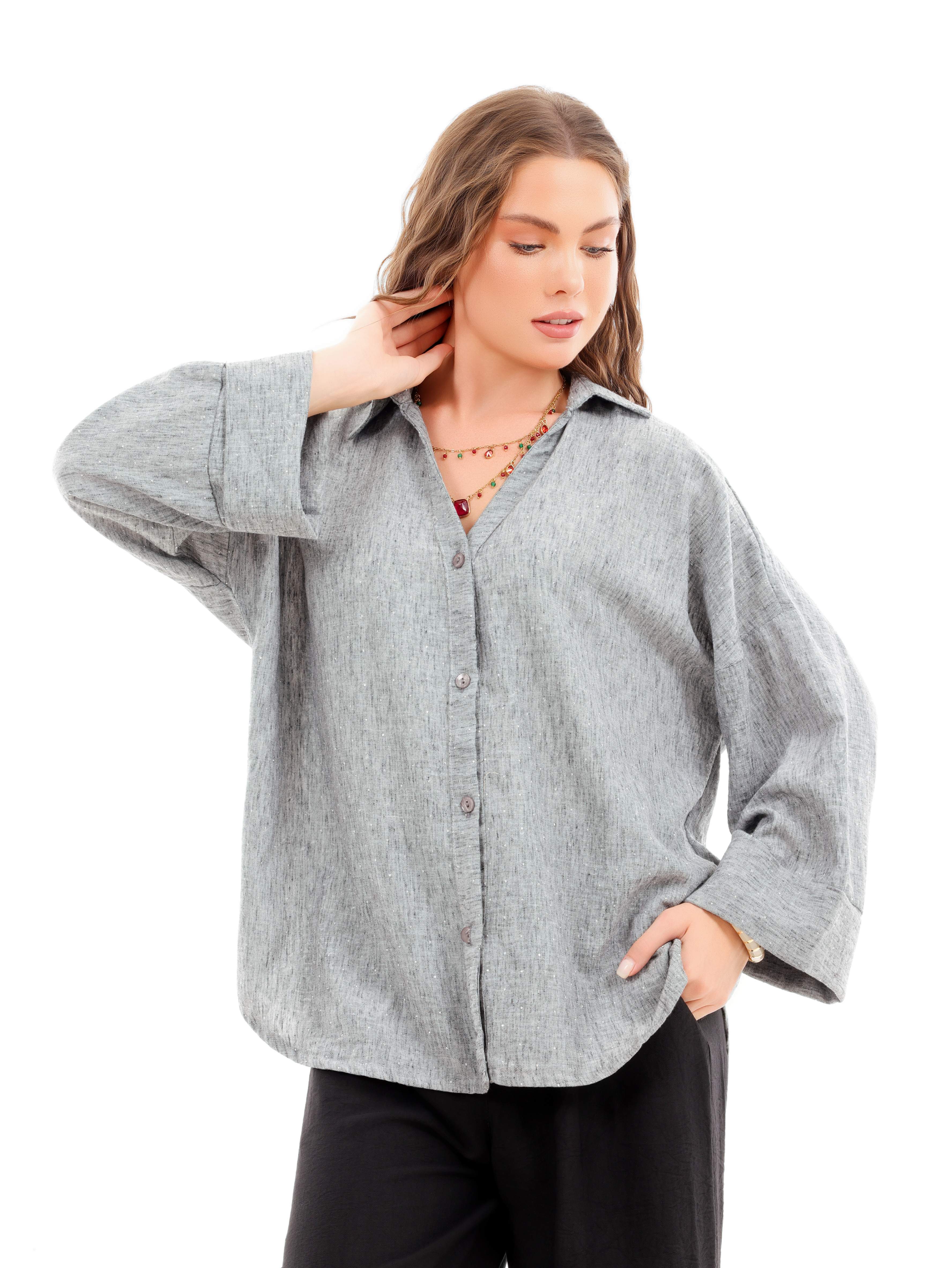 Oversized Linen Sequin Shirt